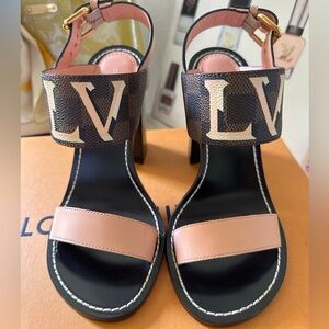 Louis Vuitton Black and Pink LV Sandals
